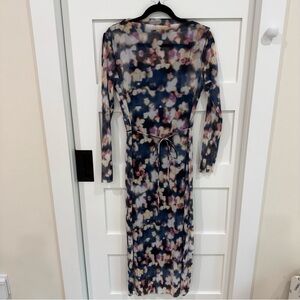 & Other Stories plisse mesh midi dress in blurred floral print Size S